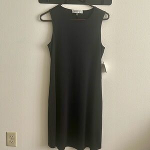 NWT Kasper Classic Black Sheath Knit Sleeveless Pull Over Silhouette Dress.S
